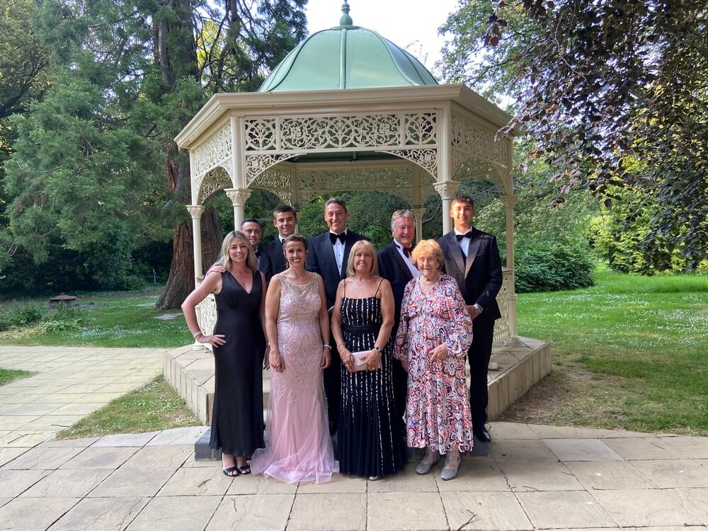 Matt and guests stand in front of the stunning pagoda, as did all the guests for formal photos. 