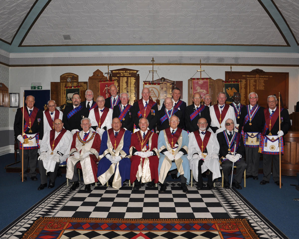 Picture of all the members present at the meeting in their regalia