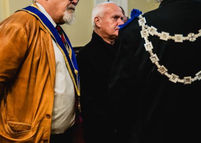 Kevin Stones looks on as Freemasonry is expained to the Mayor