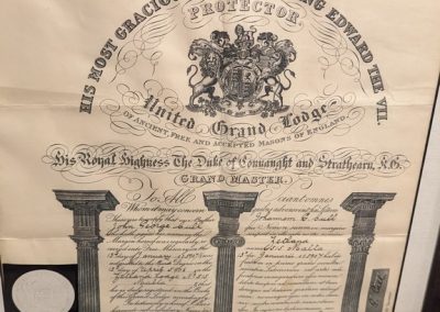 A Grand Lodge Certificate, John George Bull 1908