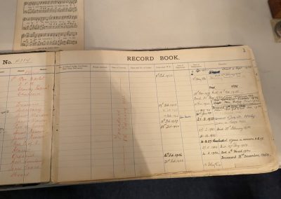 A lodge record book from 1922 showing the first members
