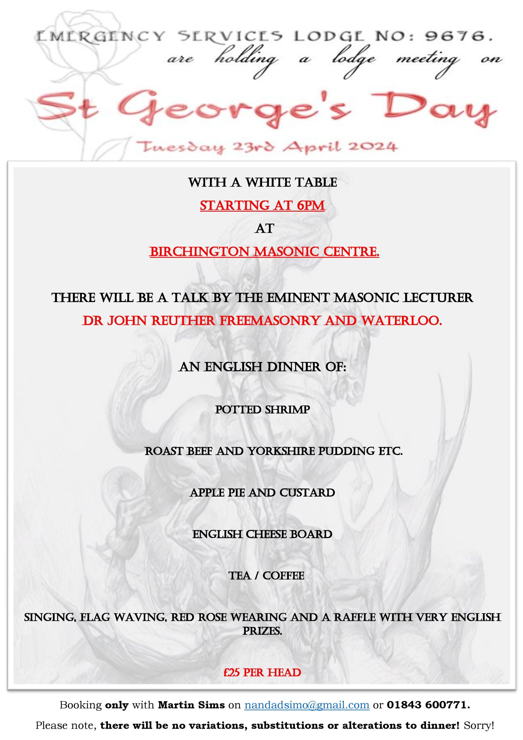 St Georges Day Talk and White Table Event