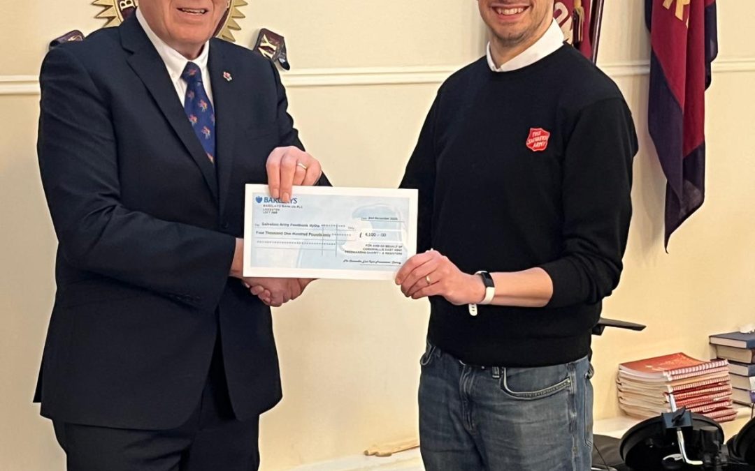 Folkestone, Hythe and Sandgate Freemasons raise some festive cheer in aid of the Hythe Salvation Army Food – Bank.