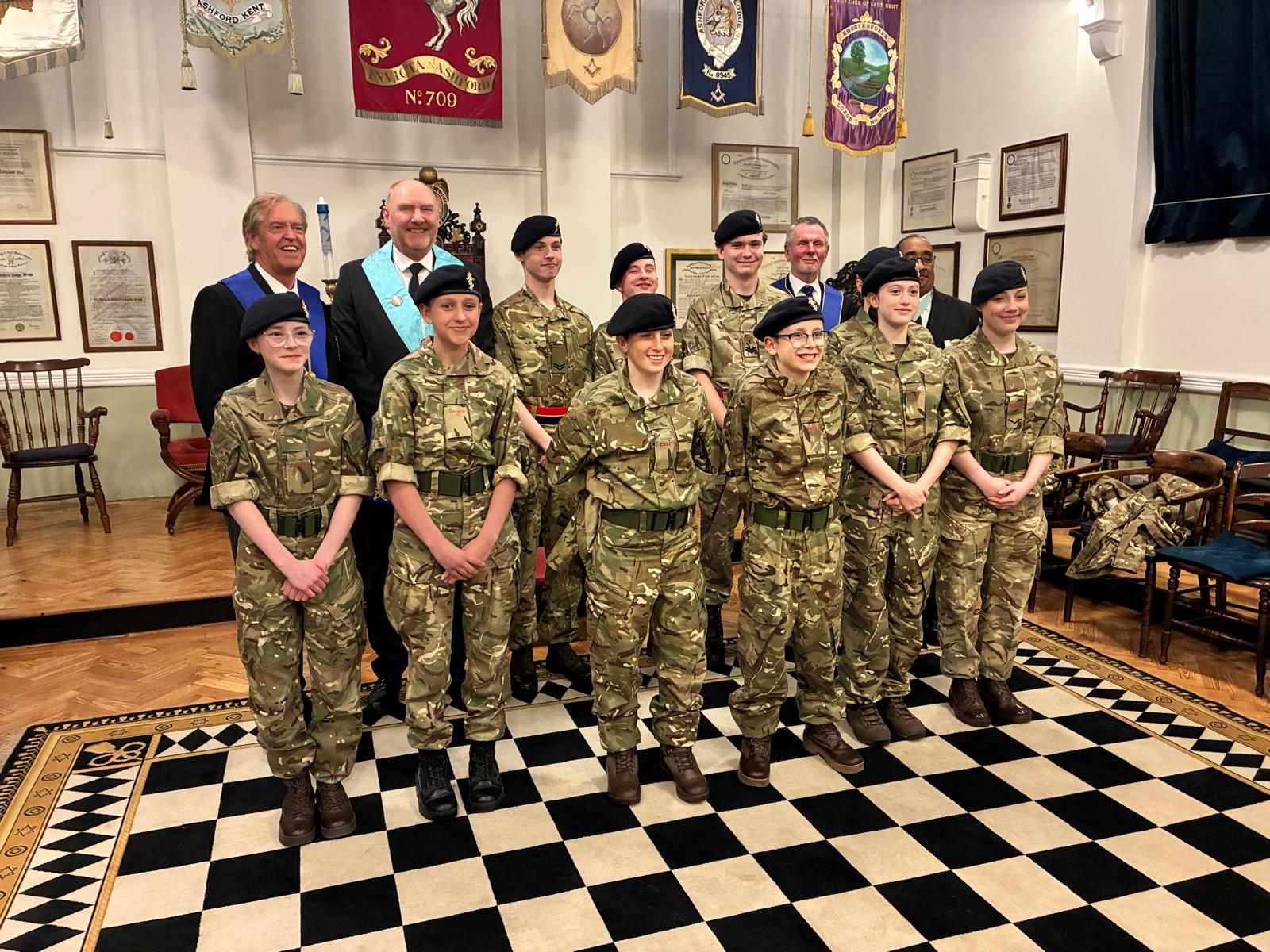 Tobruk Army Cadets visit Invicta Lodge of Ashford