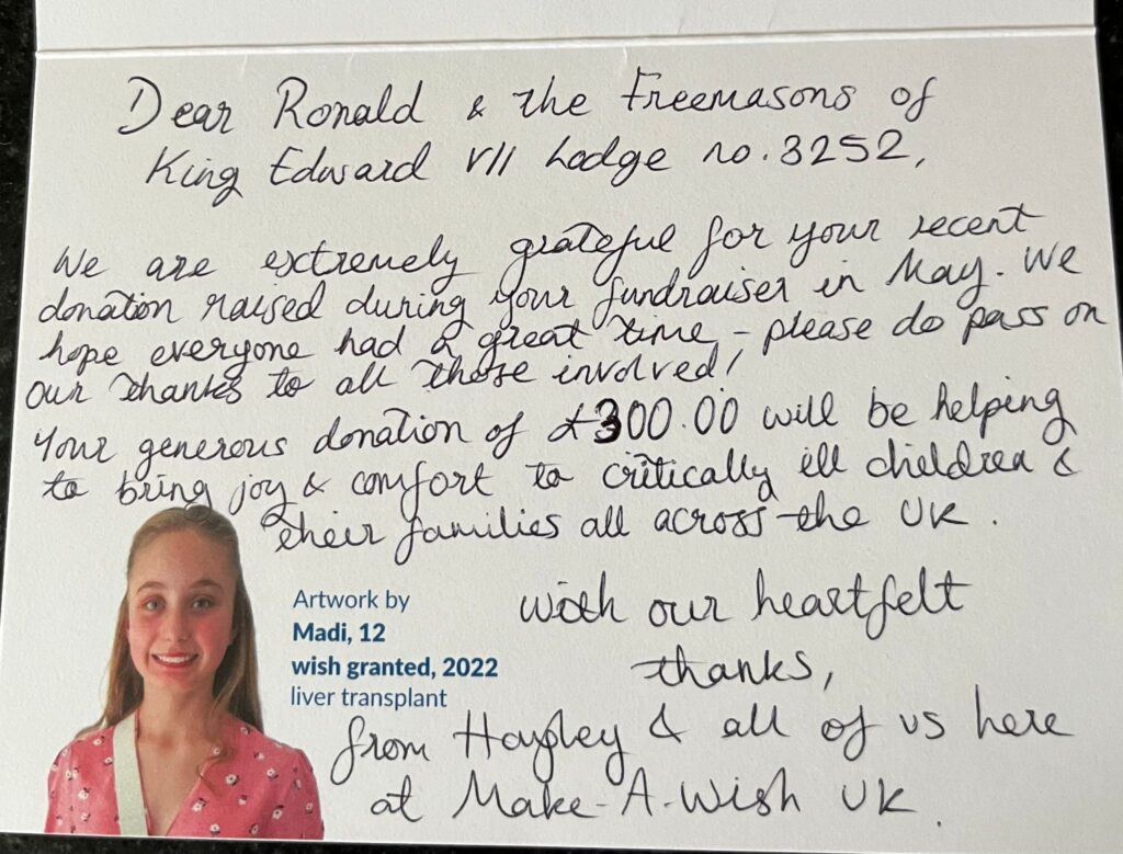 make-a-wish Letter from make a wish foundation