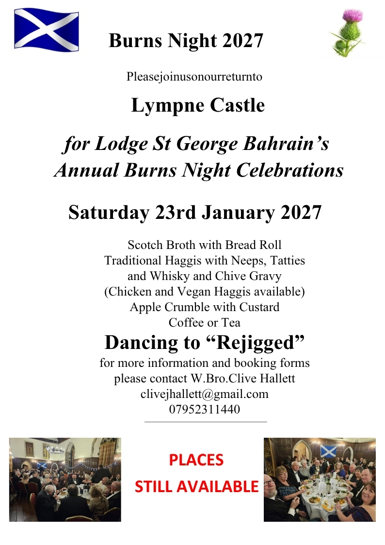 Lodge St George Bahrain's Annual Burns Night Celebrations